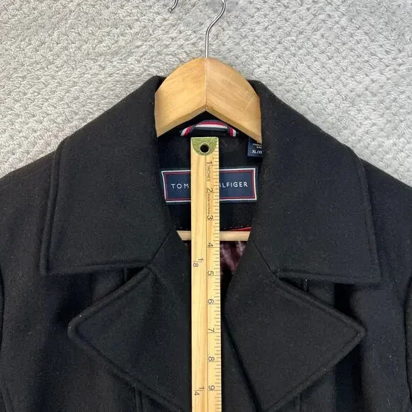 Tommy Hilfiger Womens Peacoat Wool Blend Sailor Coat Double Breast Lined Blk XL - Picture 11 of 16
